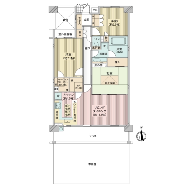 グランノア港北の丘１８番館の間取図