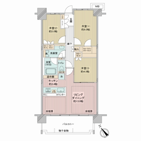 オーベルグランディオ横浜鶴見ブリーズテラスの間取図