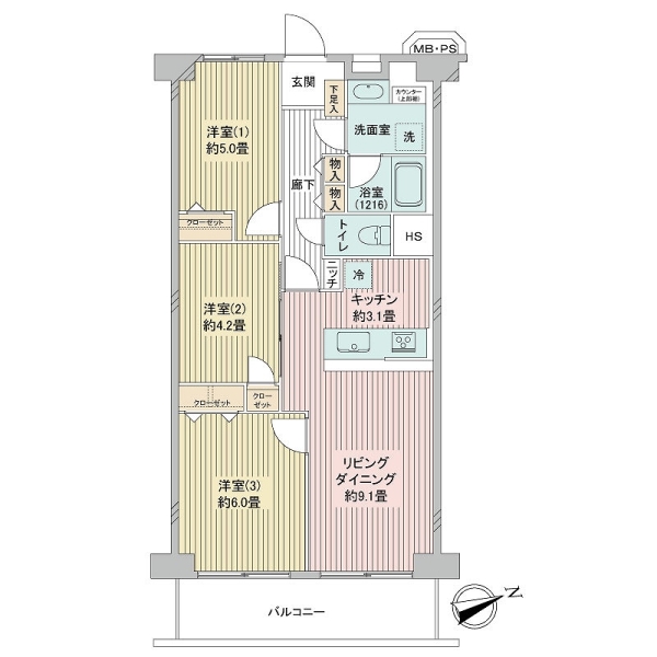 日商岩井鶴見マンシヨンの間取図