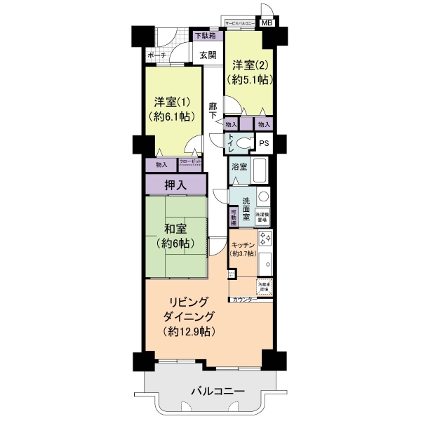 コスモヒルズ北野田の間取図