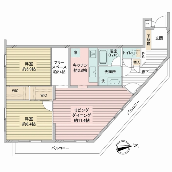 ゾンネンハイム方南町の間取図