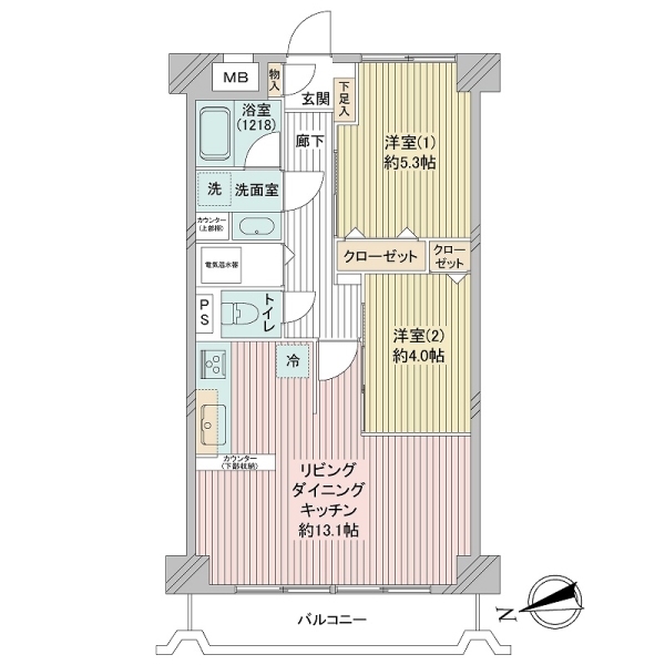 大森北一ハイツの間取図