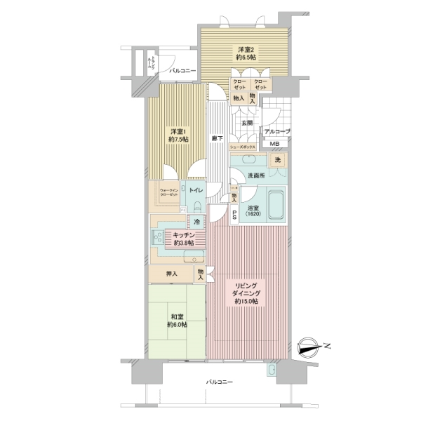 深沢ハウスK棟の間取図