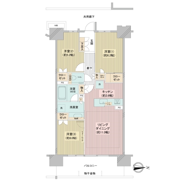 プレミスト湘南辻堂フォレストフェイスの間取図
