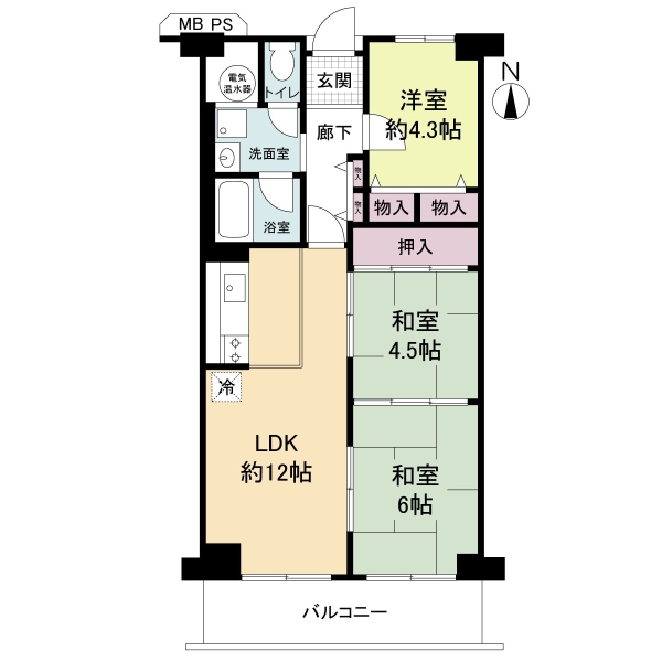 コトーハイツ伏見稲荷Ｂ棟の間取図