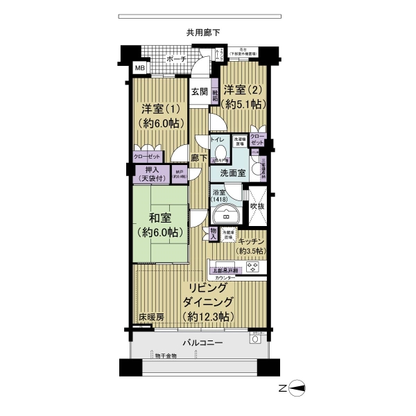 プラウド横濱鶴見二見台の間取図