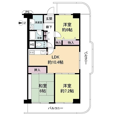小阪パークハイツ弐号棟の間取図