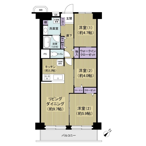 日商岩井亀戸マンションの間取図