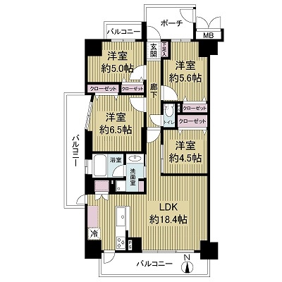 パレ千里壱号棟の間取図