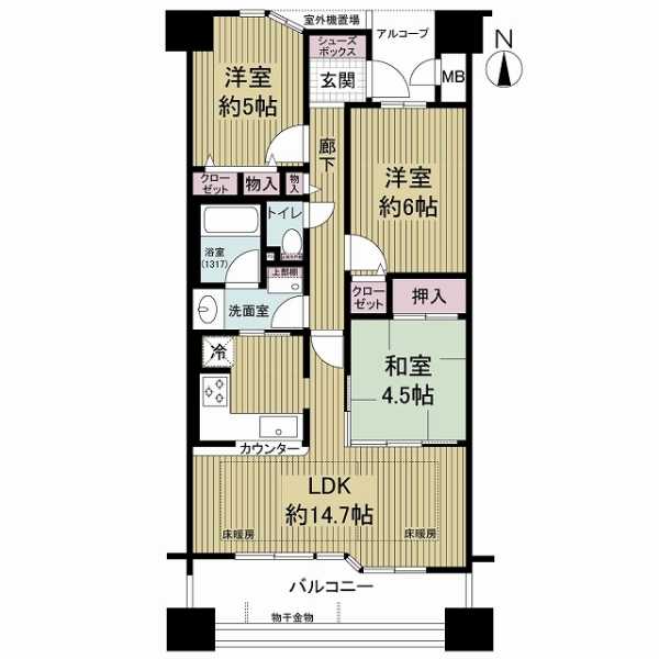 エンゼルクレッセ平野の間取図