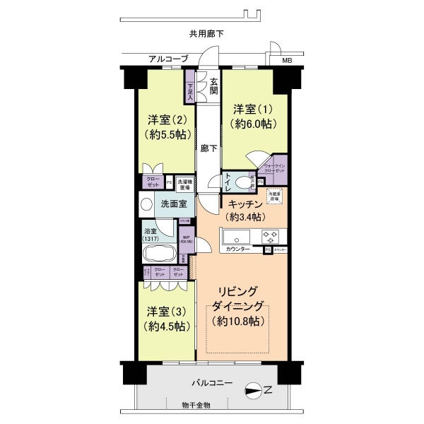 リビオシティ三国ヶ丘の間取図