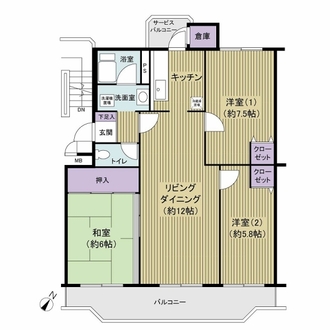 千葉ファミリータウン１号棟の間取図