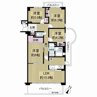 ひらかた北山アミスタ９号棟の間取図