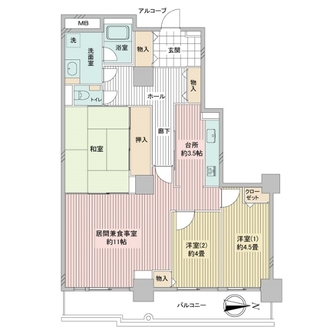 光が丘パークタウンいちょう通り東第三団地１号棟の間取図