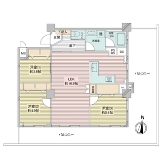 日商岩井上高田マンションの間取図