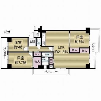 近鉄緑地公園グランドハイツの間取図