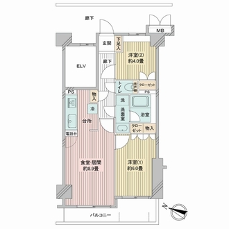 オーベル蓮根の間取図