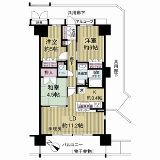 インプレスト河内永和の間取図