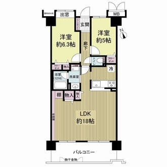 四季彩都いちょう館Ｂ棟の間取図