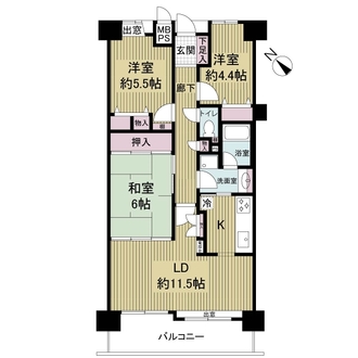 オークヒルズ香里一番館の間取図