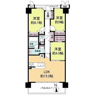 森都ＯＳＡＫＡウエストヴィルの間取図