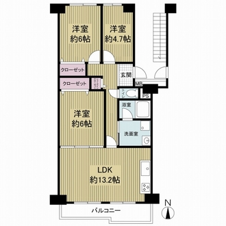 寝屋川東ファミリータウン中１番館の間取図