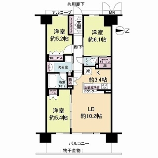 メイツブラン・ヴェリテ若江岩田の間取図