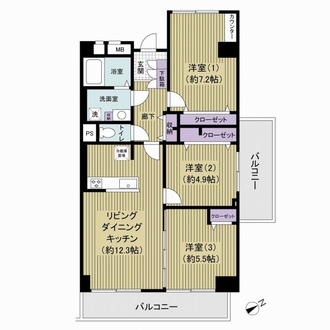 市川ハイツA棟の間取図