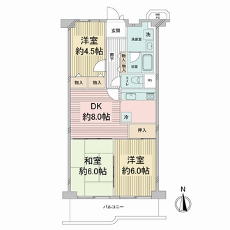 南塚口パークマンションＢ棟の間取図