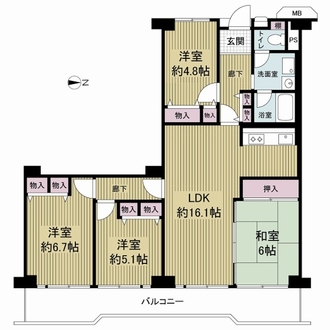 守口ハイライフＢ棟の間取図