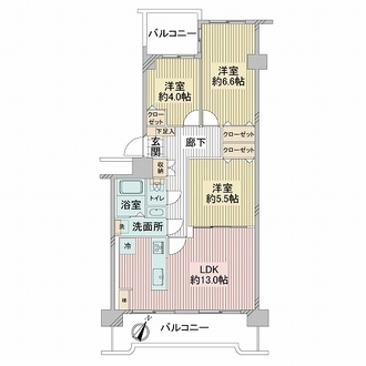 サン伊丹駅前ハイツB棟の間取図