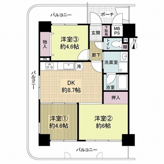 ビーバードルチェ阿波座の間取図