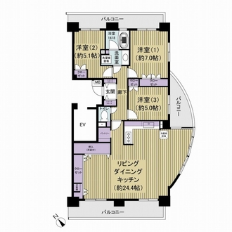 リベーラガーデンウエストウイングＨ棟の間取図