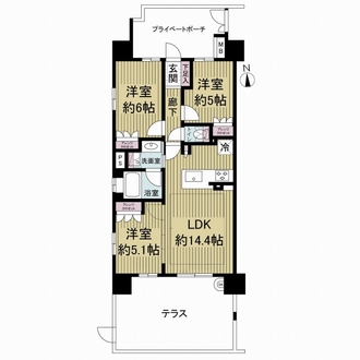 ファミリアーレ平安通の間取図