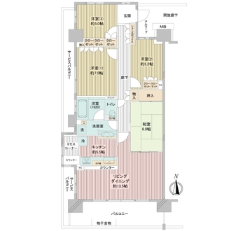 シーズンプレイスB棟の間取図