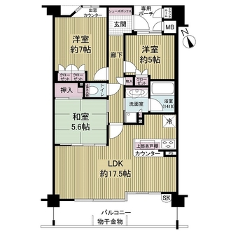 ブランズ甲子園一楽荘の間取図