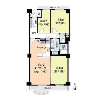 サンライトパストラル壱番街D棟の間取図