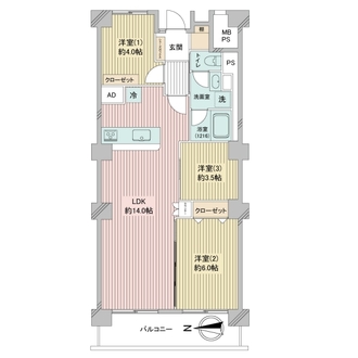 武蔵野スカイハイツＡの間取図