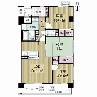 ローズコーポ豊津の間取図