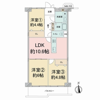 南塚口パークマンションＢ棟の間取図