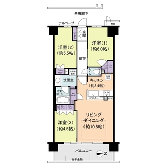 リビオシティ三国ヶ丘の間取図