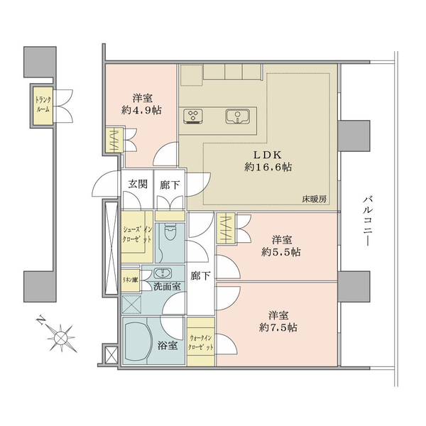 ブリリアグランデみなとみらいパークフロントタワーの間取図
