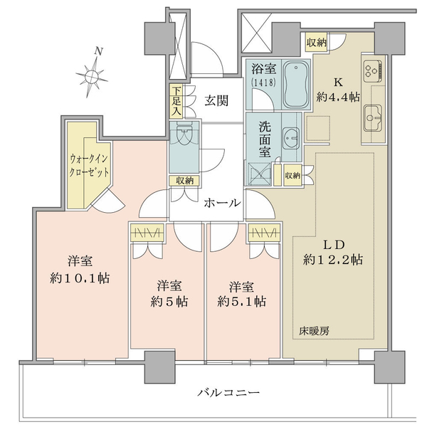 リエトコート武蔵小杉イーストタワーの間取図