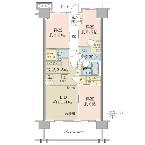 ブリリア辰巳キャナルテラスの間取図