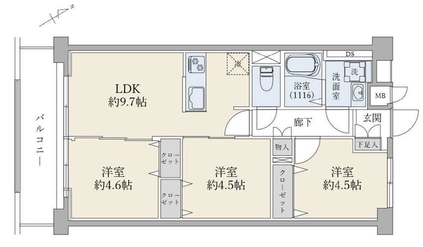 東建中村橋マンションの間取図