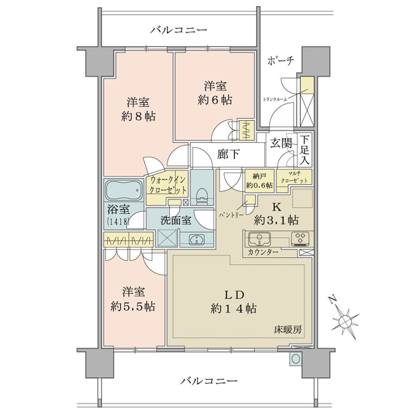ブリリアエルシオ萩山の間取図