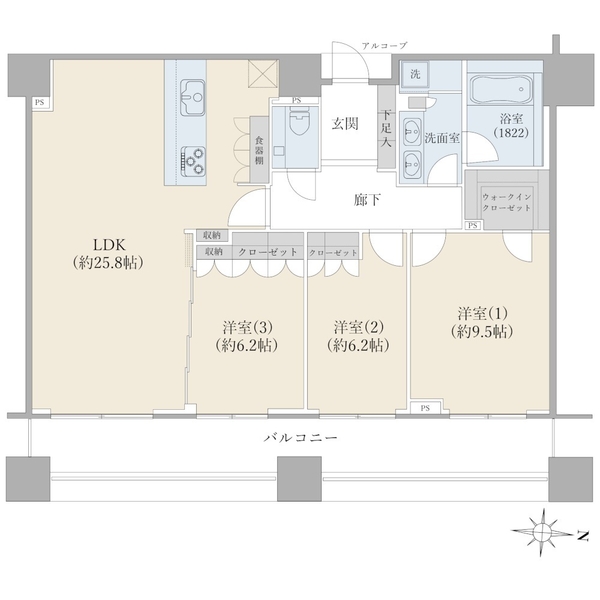 コンシェリア西新宿TOWER’SWESTの間取図