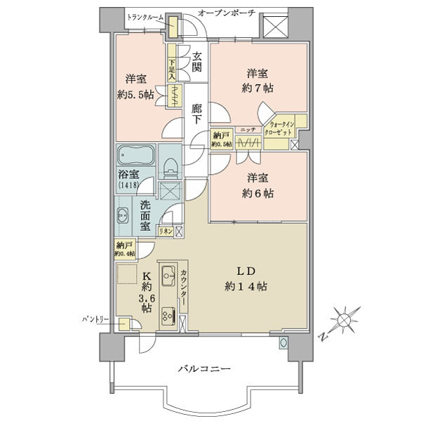 ブリリアエルシオ萩山［Ｂｒｉｌｌｉａ　Ｌ－Ｓｉｏ萩山］の間取図