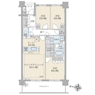 Ｂｒｉｌｌｉａ稲毛の間取図