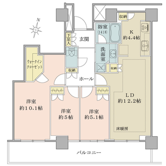 リエトコート武蔵小杉イーストタワーの間取図